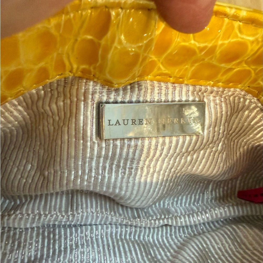 Lauren Merkin Sunny Yellow patent leather Croc Embossed Clutch - Picture 6 of 13